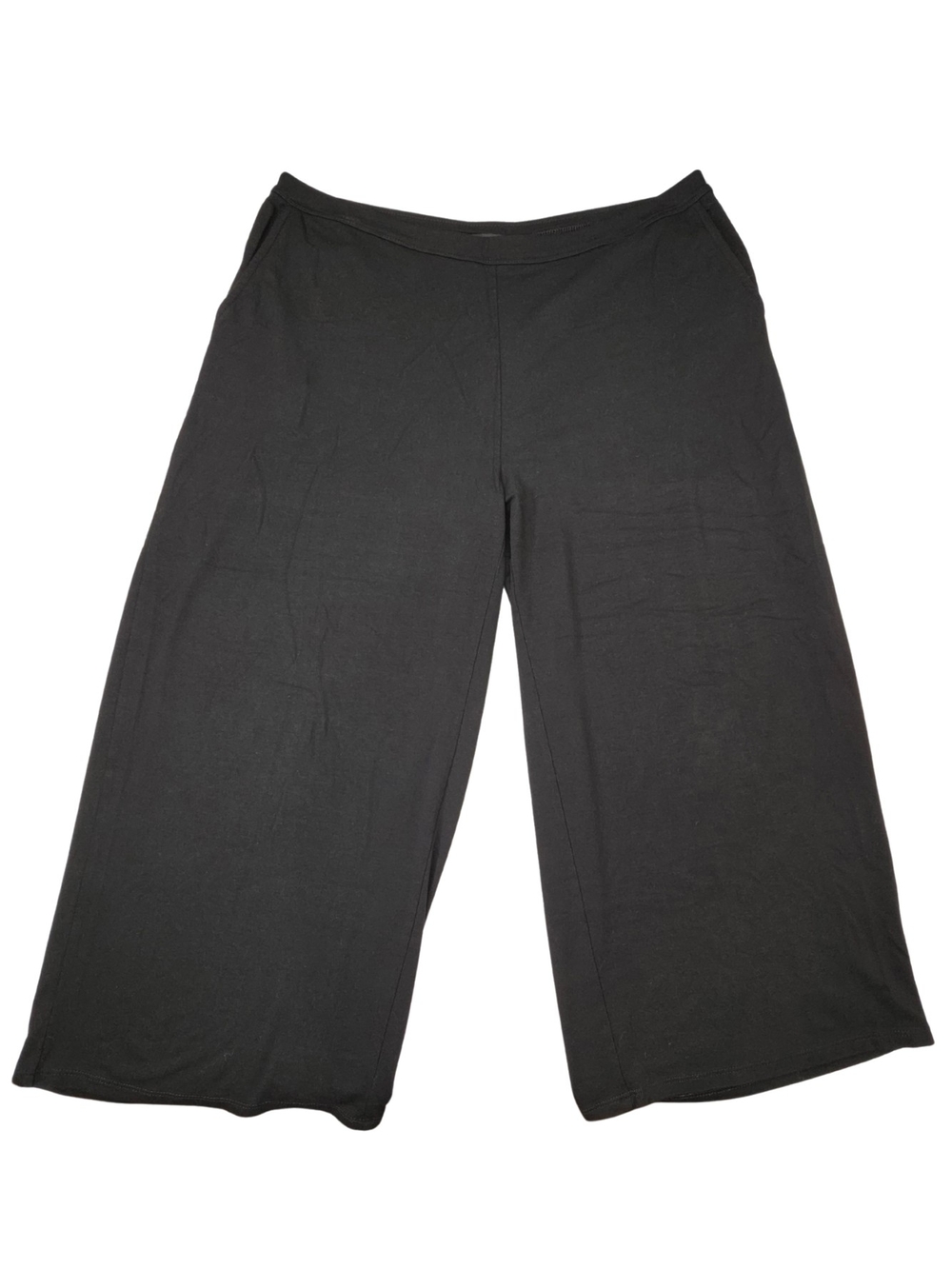 J. Jill L Petite Wide Leg Cropped Pants Black Wearever Collection 3551-i